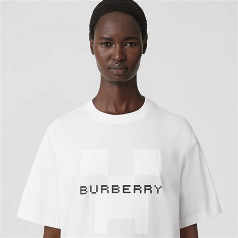 logo print cotton oversized top burberry white|Burberry Logo Print Oversized T.